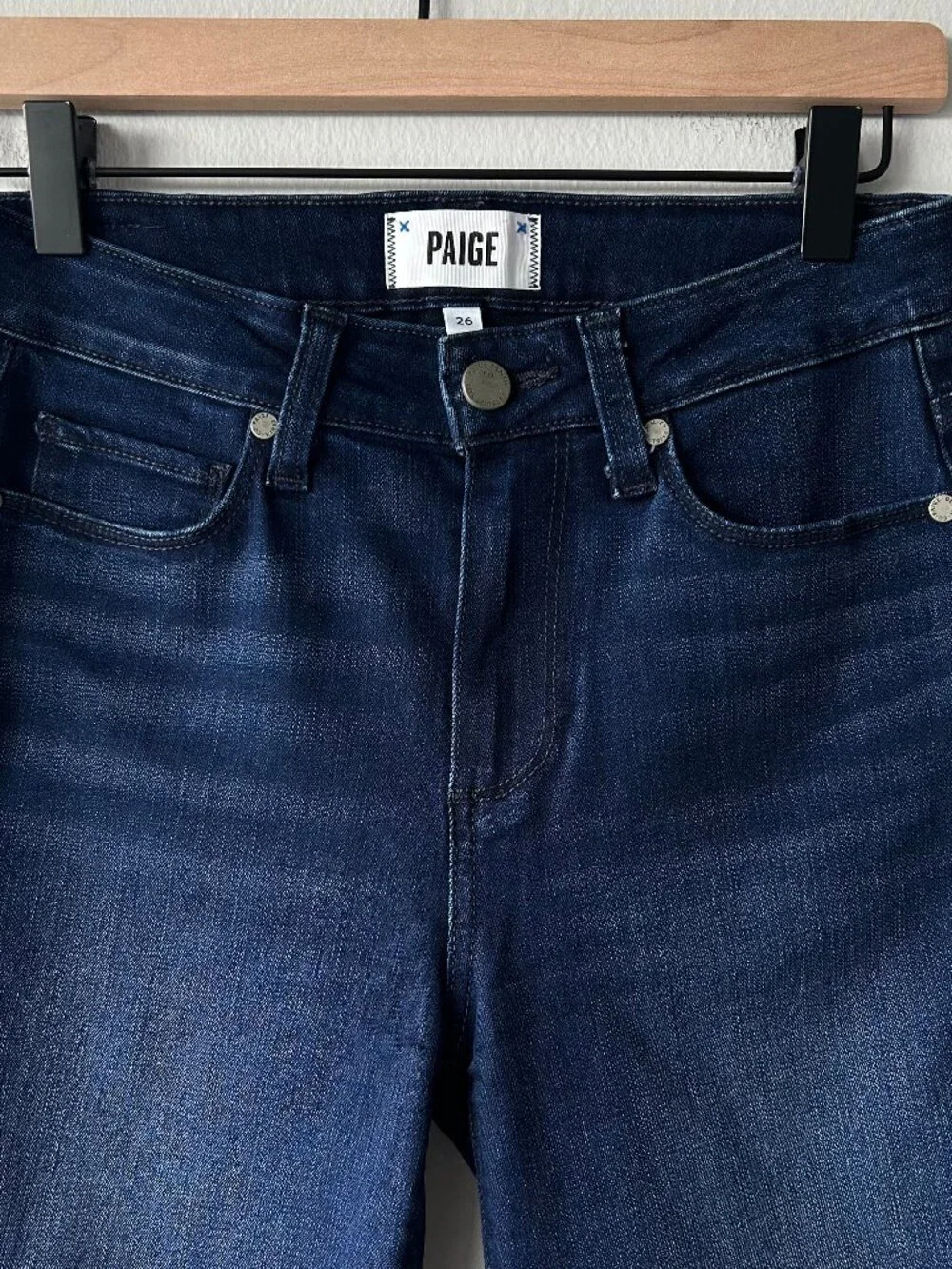 PAIGE Hoxton Slim Cropped Jeans Women 26 Dark Wash High Rise Stretch Denim